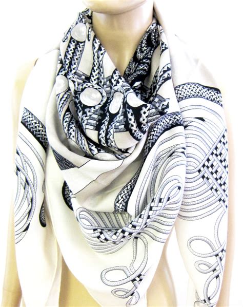 hermes scarf black white|cost of Hermes scarf.